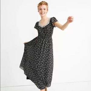 NWT MADEWELL Print-Mix Sheer-Sleeve Dress